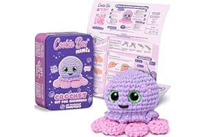 Cookie Box MINIs Crochet Kit for Beginners – Gift Set to Make Octopus Octavia Amigurumi Plushie – Easy DIY Crochet & Knitting Starter Kit with Printed Instructions & Step-by-Step Video Tutorial