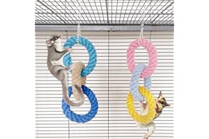 JWShang 2 Pack Climbing Rope Toys for Sugar Gliders, Chinchillas, Rats, Bird Perch Swing Accessories