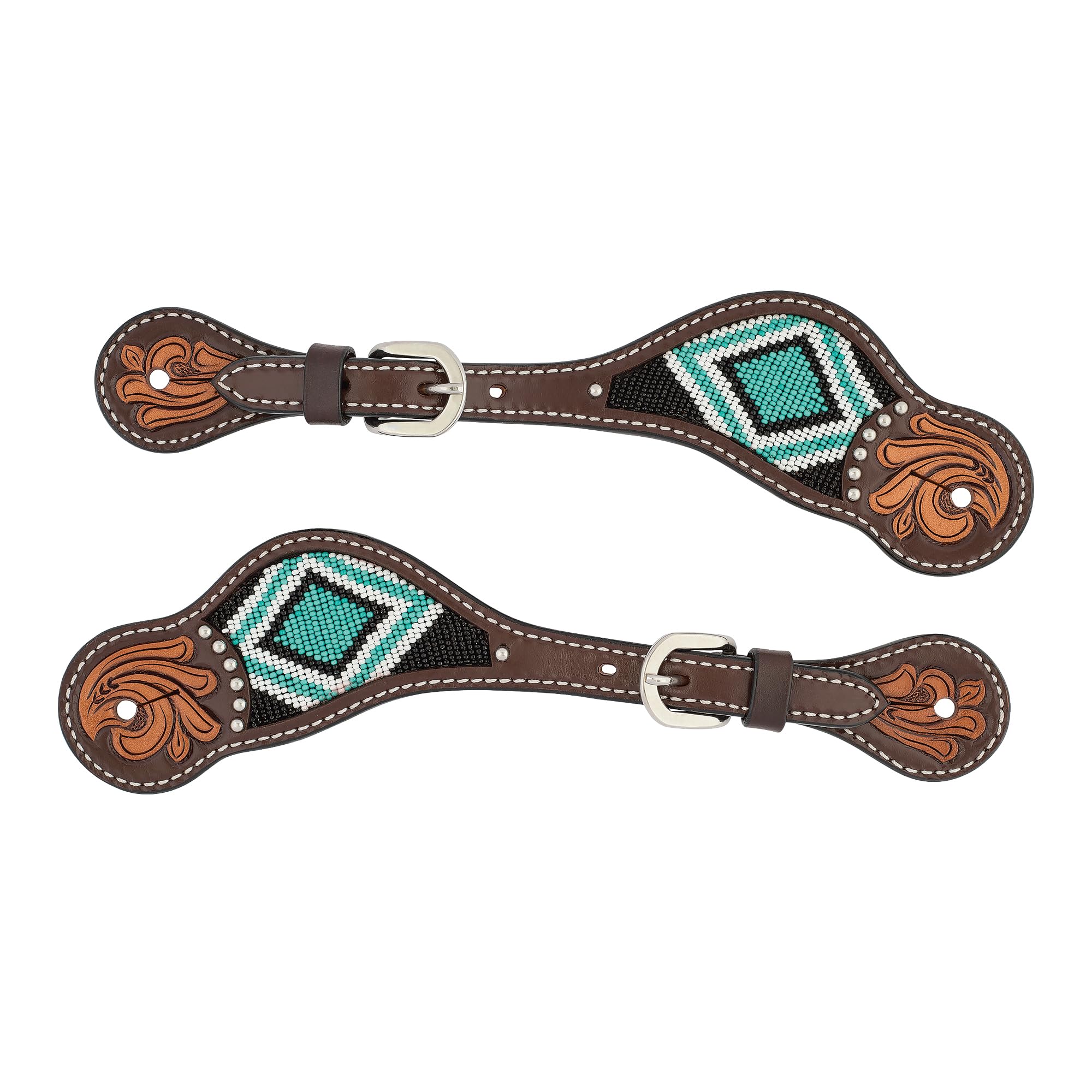 Turquoise Cross Turquoise Beaded Ladies' Spur Straps