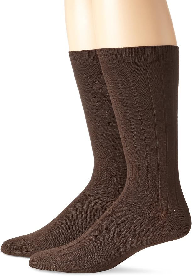 Dr. Scholl�s Men�s 2 Pack Argyle Crew Socks, Brown, Shoe