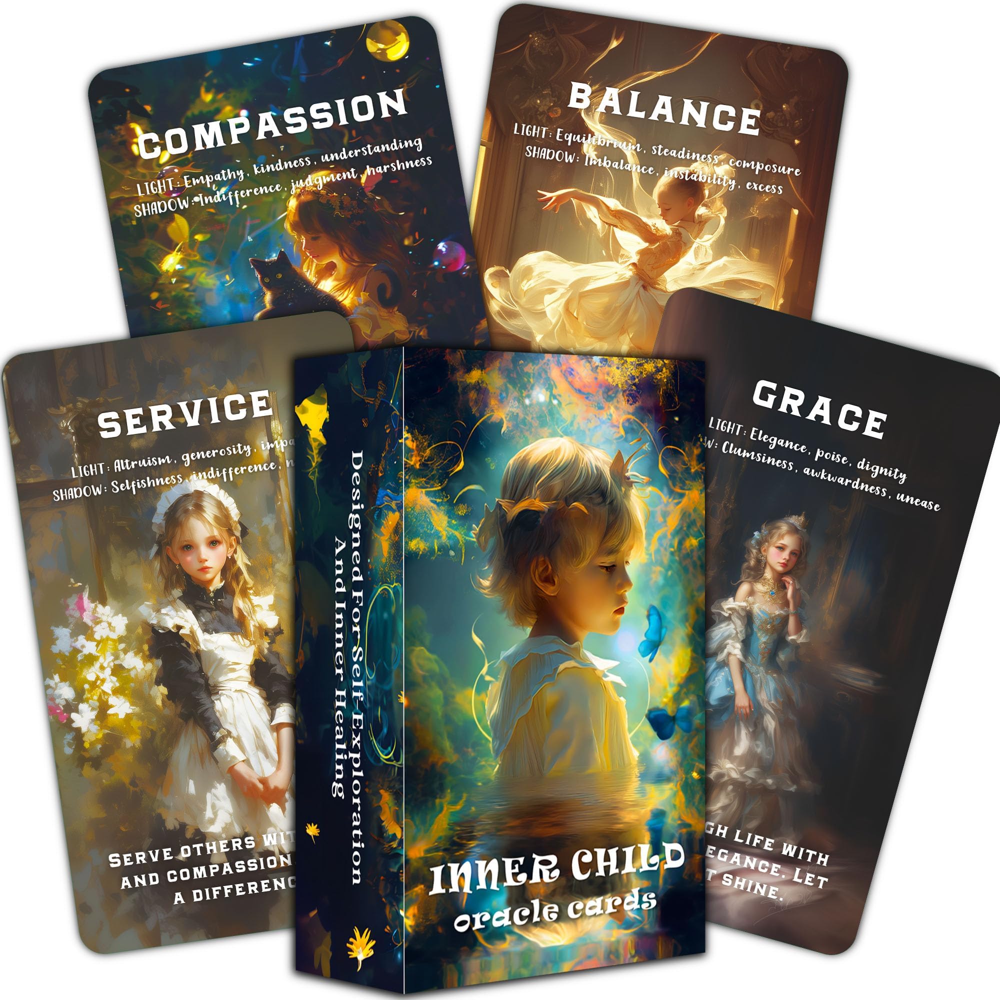 QCFQCF Inner Child Oracle Cards for Healing, Self-Discovery Oracle Deck, and Emotional Growth Oracle Cards for Beginner, A Spiritual Deck and Guided Meditation for Personal Transformation