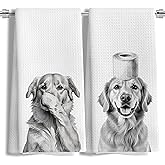 LUKIPOM Funny Golden Retriever Bathroom Hand Towels Set of 2, Golden Retriever Gifts, Golden Retriever Gifts for Women, Dog Bathroom Decor,16x24 Inch