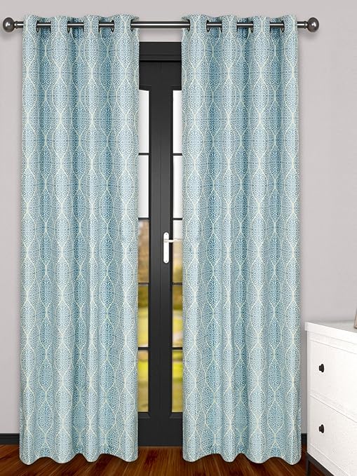S9home Set Of 2 Traditional Blue Off White Room Darkening Door