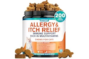 ZZTRMY Cat Allergy Relief Chews,Itchy Skin,Paw Licking,Seasonal Allergies Relief, with Omega 3,Probiotics,Multivitamins for Cats,Boost Immunity,Skin,Coat Health,Holistic Allergy Relief for Cat,Chicken Flavor
