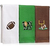 SmoothNovelty 3 Pcs Football Hand Towels for Bathroom Embroidered Bathroom Towels Farmhouse Decorative 13.78 x 29.53 Inch Absorbent Soft Cotton for Kitchen Dish Fast Drying Decor