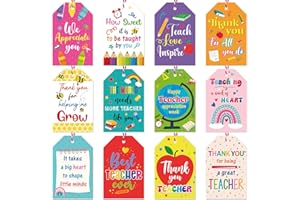 Yiaoyinnz 120Pcs Thank You Teachers Tags with String Attached Teacher Appreciation Gift Tags Colorful Hanging Labels for Teachers Appreciation Day Wrapping Presents Back to School Party Favor Decor