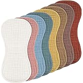 Frienda 8 Pack Muslin Burp Cloths for Baby Large 20 x 10 Inch Cotton Burp Rags for Spit up Drool Absorbent Soft Multicolor Wash Cloths Diapers for Newborn Girl Boy Essential Shower Gift(Retro Color)