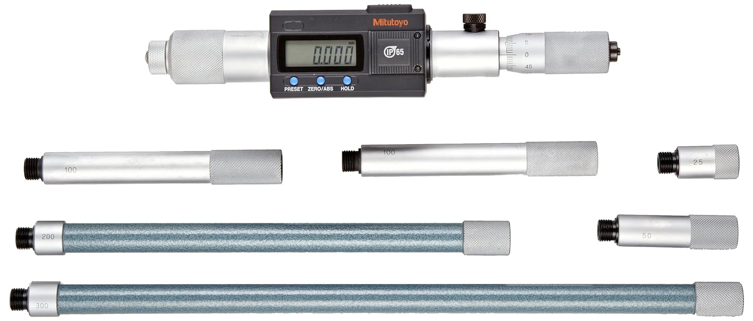 Mitutoyo 337301 Digimatic Tubular LCD Inside Micrometer, Extension Rod Type, 2001000mm Range