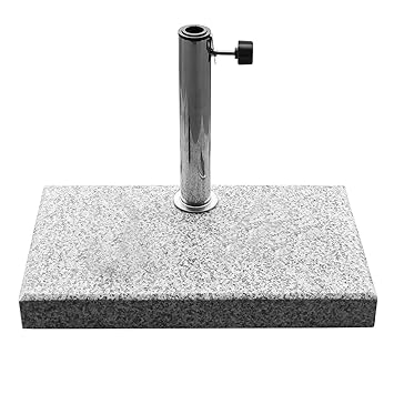 DELSCHEN 23 kg Balkon-Sonnenschirmständer aus grauem Granit, mit 3 Adapter-Ringen