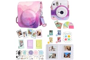 CAIYOULE Accessories for Instax Mini 12 Camera, Fujifilm Instax Mini 12 Bundle Include PU Leather Bag/64 Pocket Photo Album/M