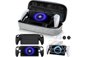 Kinwin 10 in 1 Accessories Bundle Compatible with PlayStation Portal, Grey EVA Carrying Case with Silicone Protective Cover, 2 Pack Screen Protectors and 4 Thumb Grips for PS5 Portal Console