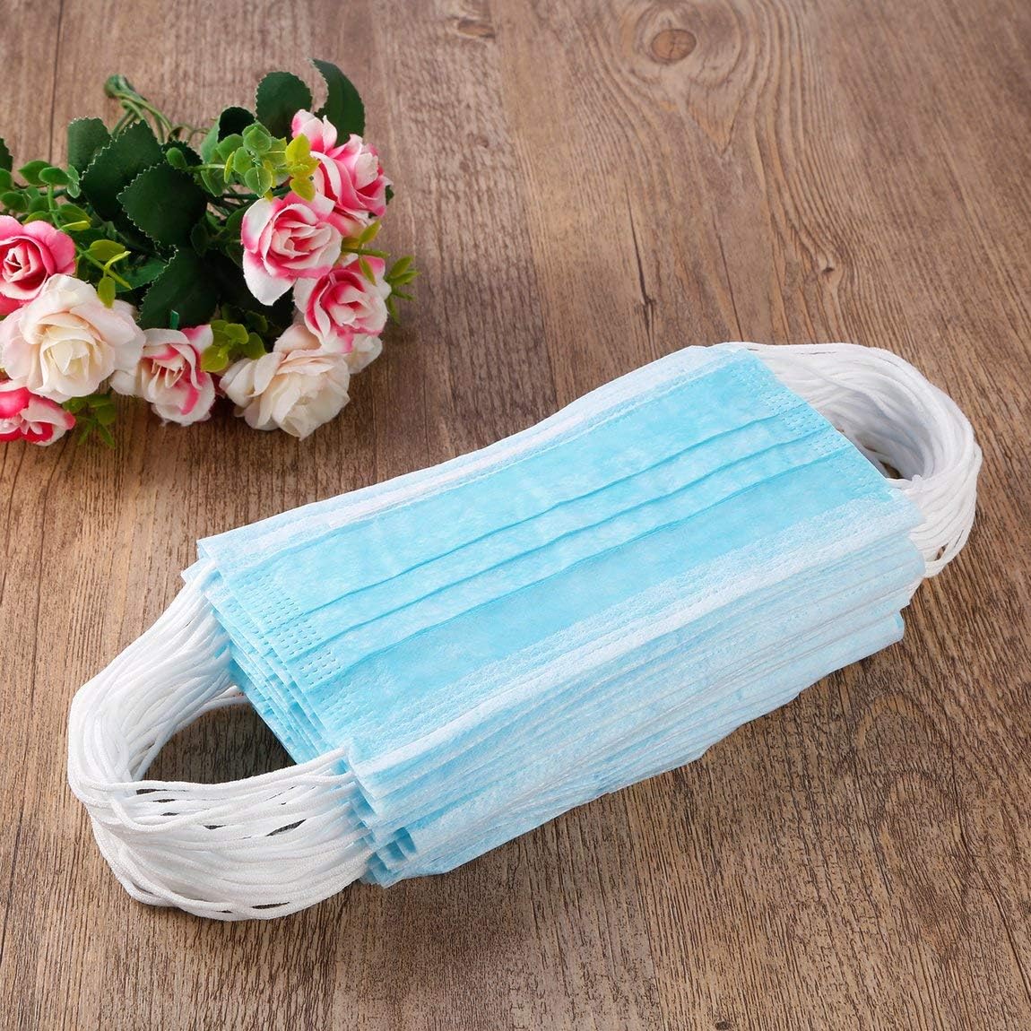 50pcs Anti-dust Safe and Breathable Face Mask Respirator Nail Medical Dental Disposable Ear Loop Face Surgical Hypoallergenic&(Color:Blue)