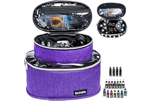ELCUPA Tattoo Kit Carrying Case, Purple, Padded Interior, 6" Height, 8.5" Middle Compartments, Multiple Pockets, Easy Carry, Service Guarantee