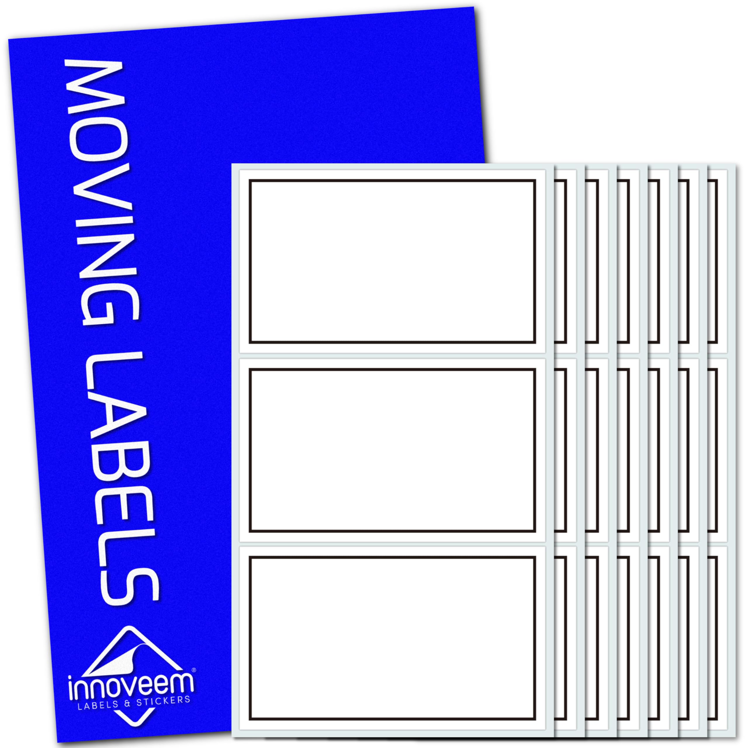 Packing Labels for Moving House - 45 Large Sticky Labels 102x62mm (4x2.4”) White, Removable, Waterproof, Easy Peel Off Storage Box Stickers, Multipurpose for Household & Moving Boxes by Innoveem