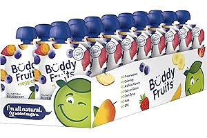 Buddy Fruits & Veggies Snacks To Go Blueberry Sweet Potato Unsweetened Applesauce 3.2oz (18pk) Gluten-Nut-Dairy-Preservative-BPA Free, Non GMO, Kosher