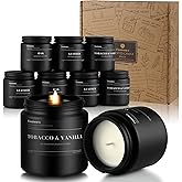 FISSIWORX 9 Pack Scented Candles Set Gifts for Men, Aromatherapy Candle Set with Scents (Leather/Vanilla/Oak) - Gift for Dad, Boyfriend, Birthday, Father’s Day, Valentine's Day Gift