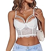 Avidlove Lace Bralette for Women V Neck Camisoles Adjustable Strap Two Layer Crop Top Bustier Tops