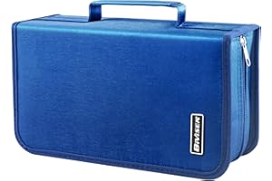 Bivisen CD/DVD Case Holder, 128 Capacity CD VCD Media Wallet, Storage, Holder, Booklet, Organizer (Blue)