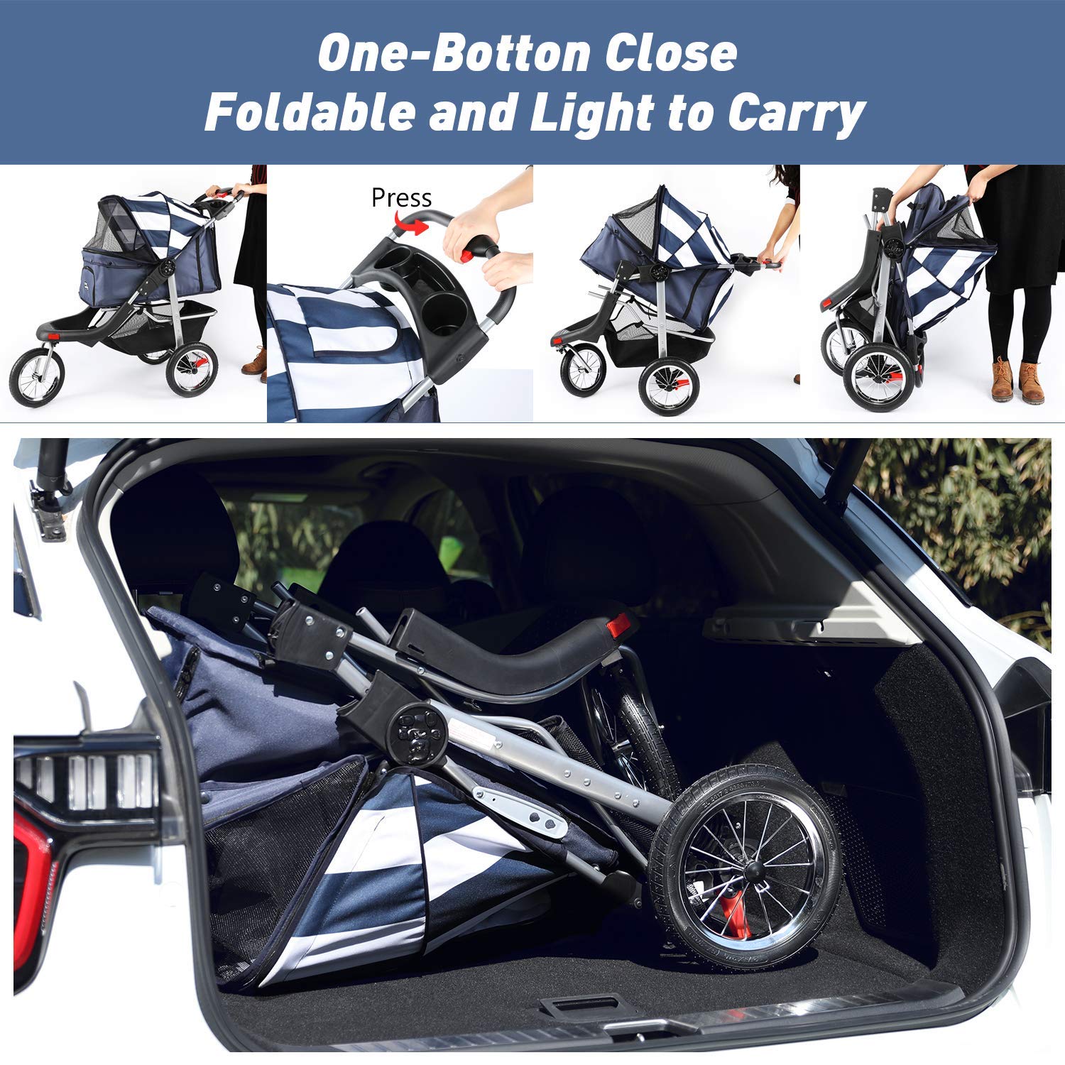pet stroller with rubber wheels