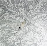 Arthouse Liquid Marble Grey Wallpaper with Metallic Glitter 10.05m Roll view 6