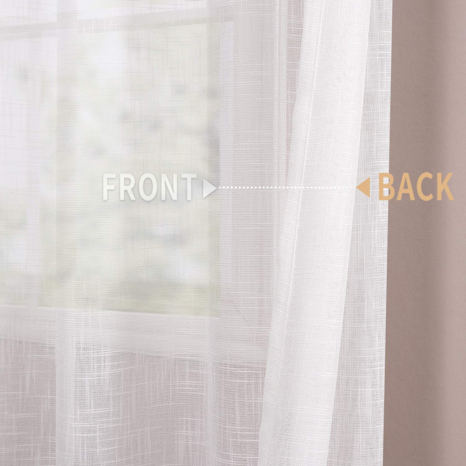 Jinchan Embroidered Rod Pocket White Window Voile Sheer Curtain Bedroom, 1 Panel