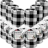 Hillsuren 6 Sets 50" x 60" Buffalo Plaid Throw Blanket with Thank You Cards Ribbon Christmas Navidad Gifts Soft Checkered Plaid Blanket for Christmas Couch Sofa Bed Decorations(Black and White)