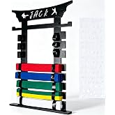 humberboat Wall Karate Belt Display Rack with Medal Hanger and Stickers, Martial Arts Belt Display Holder, 8 Belt Taekwondo Belt Belt Display Hanging Holder for Kids and Adults-Brown
