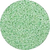 Yholin 2000pcs Light Green Glass Seed Beads Bulk,4mm 6/0 Seed Pony Beads for Bracelets,Necklace,Jewelry Making -Waist Spacer Bead for DIY Craft Projects