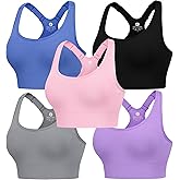 Evercute Racerback High Support Bras Adjustable Sports Bras for Women 3/4 Pack Seamless Padded Workout Bras Yoga Athletic Bra