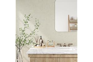 VaryStyle Beige Concrete Wallpaper Peel and Stick Sandstone Wallpaper for Bathroom Waterproof Removable Self Adhesive Thick V
