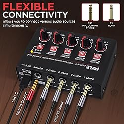 Pyle 4-Channel Wireless Bluetooth 5.0 Line Mixer