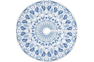 Aflyko Blue Christmas Tree Skirt Xmas Tree Base Cover Mat Holiday Party Decor 35.4"