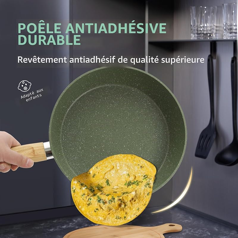30 Pièces Casseroles et Poêles à Induction Vert