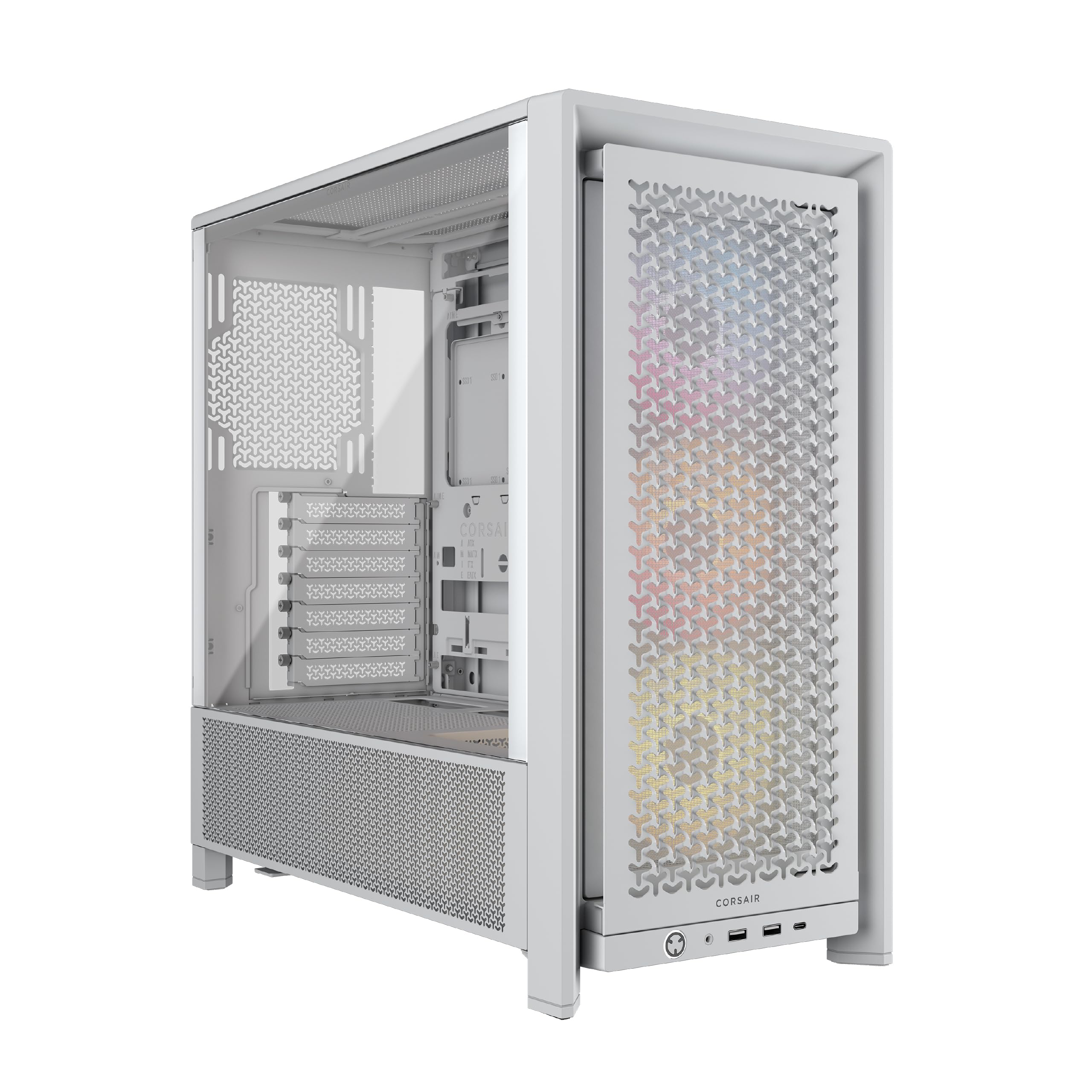 Corsair Frame 4000D Rs Argb Boîtier Modulaire Atx De Taille Moyenne – Débit D'Air Élevé, 3X Ventilateurs Rs Argb Préinstallés, Asus Btf, Msi Project Zero, Gigabyte Project Stealth – Blanc