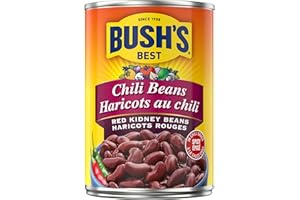 Bush's Best Dark Red Kidney Beans in Spicy Chili Sauce, High Fibre, Plant Based, Excellent Source of Protein, 398 mL, 1ct, Hi