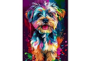 DIYDECORFUN 5D Diamond Painting Kits for Adults Beginners, Schnauzer Dog Diamond Art Kit, Adults Diamond Dots Painting,Full Round Drill Animal Dog Gem Art DIY Craft Kits for Home Decor 12 X 16 in