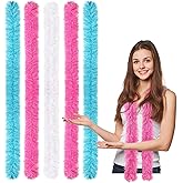 FeelfunFeather 5pcs Feather Boa - MixColor Artificial Fluffy Boas Bulk 5 Ft for Wedding Birthday Tea Party Christmas Costume Decor(AquaBlue Pink White)