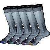 Cityelf 5 Pack Men Silky Socks Sheer Men Dress Socks Ultra Thin Nylon Sox Summer Cool Crew Socks