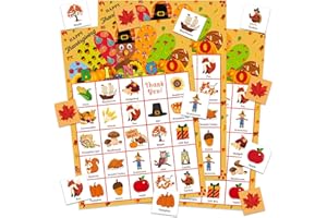 GMEMNOV Thanksgiving Bingo Game for Family Adults - 24 Players Turkey Bingo Games Cards Thanksgiving Party Supplies for School Classroom Family Activities