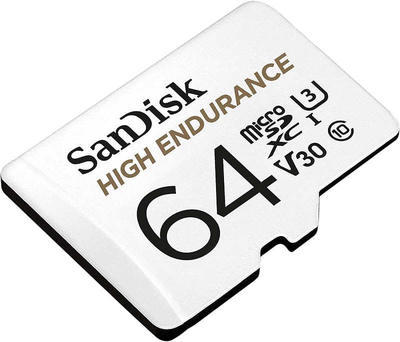 High Endurance Video Monitoring for Dashcams & Home Monitoring 64 GB microSDXC Memory Card + SD Adaptor, Up to 100 MB/s Read and 40 MB/s Write, Class 10, U3, V30, White