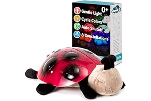 Cloud b Calming Nightlight Star Projector | Gentle Brightness | 3 Colors | 7 Constellations | Auto-Shutoff | Twilight Ladybug Red