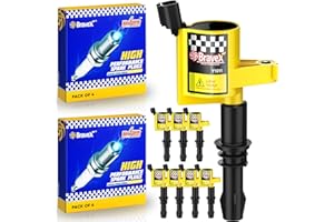 MEGAFLINT High Performance 8PCS Straight Boot Ignition Coils& Spark Plug SP546 15% More Energy Ford F150 F250 F350 for Ford Lincoln Mercury V8 V10 4.6l 5.4l 6.8l Compatible with DG511 C1541 FD508 (YELLOW)