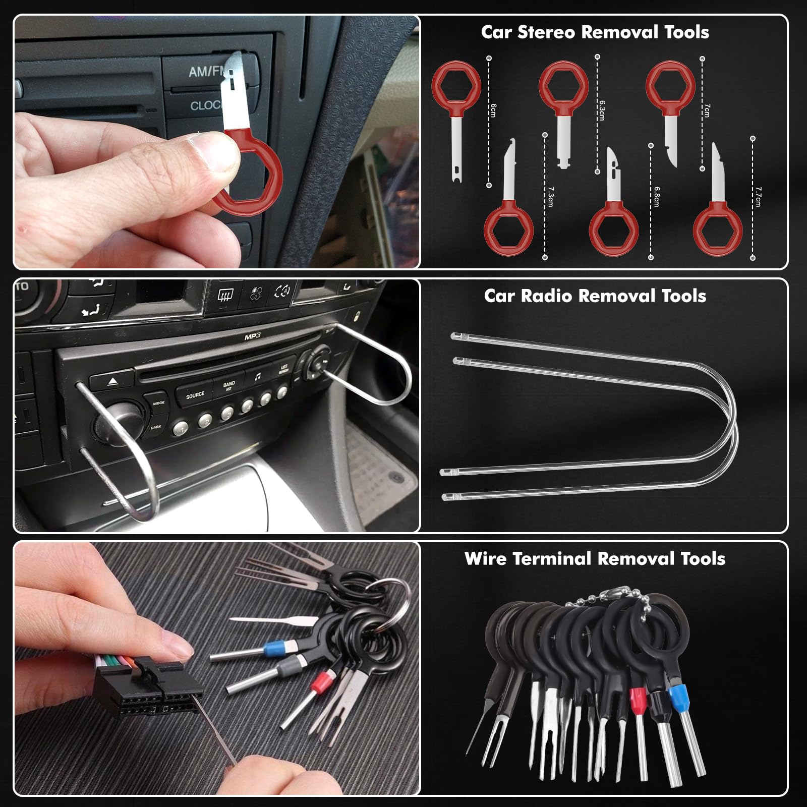 KAOLALI Auto Demontage Werkzeuge, 330 Stück Fahrzeug Demontage Zierleistenkeile Innen-Verkleidung Hebelwerkzeug, Montage-Werkzeugset, Clip-Demontage, Car Panel Removal Tool Autotür (Rot) 5