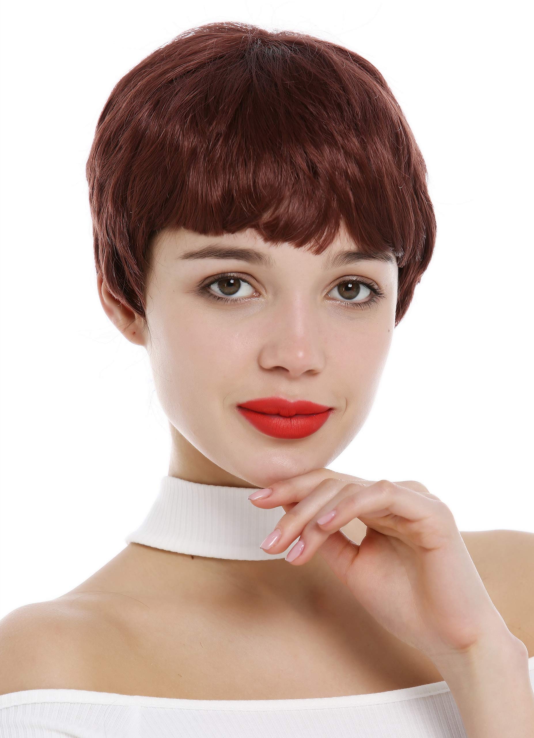 WIG ME UP - SA098-39 Lady Wig very short Pixie cut 60s retro fringe bangs auburn rust brown