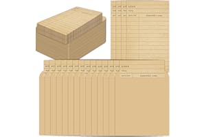 SMARSTICKER 80 Pack Vintage Library Card Pocket with Envelopes Self Adhesive Book Checkout Out Due Date Note Cards Reading List Bookmark Card for Book Checkouts, Classroom Supplies (Brown)