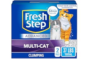 Fresh Step Clumping Cat Litter, Multi-Cat, Advanced Long Lasting Odor Control Kitty Litter with Activated Charcoal, Low Dust Formula, 37 lb