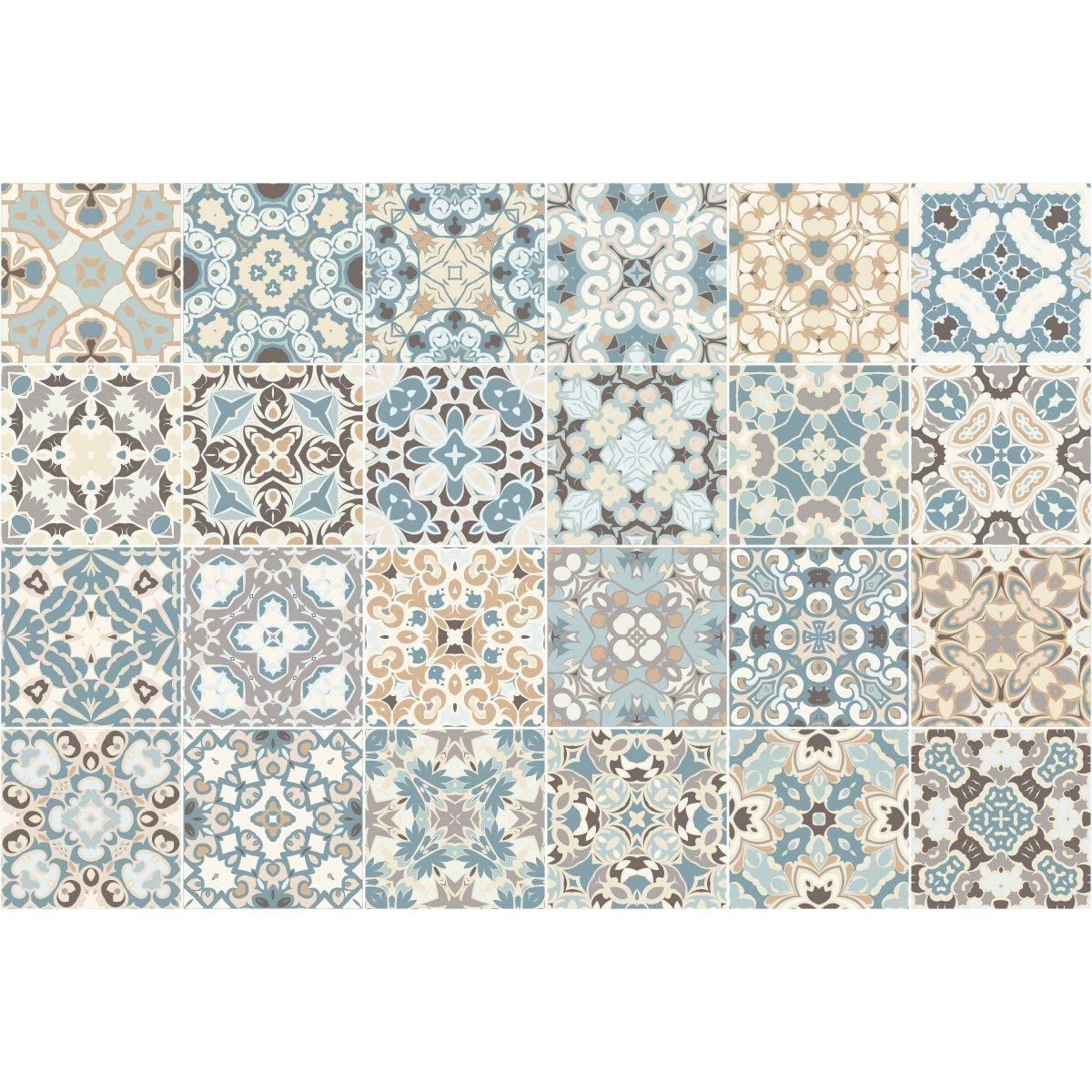 Ambiance Sticker Self-Adhesive Decorative Wall Decal Cement Tile for Bathroom and Kitchen Ornements Stylé - Pack of 24 Stickers of 15 x 15 cm