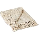 DII Braided Striped Decorative Throw Blanket, 50x60, Vintage Linen