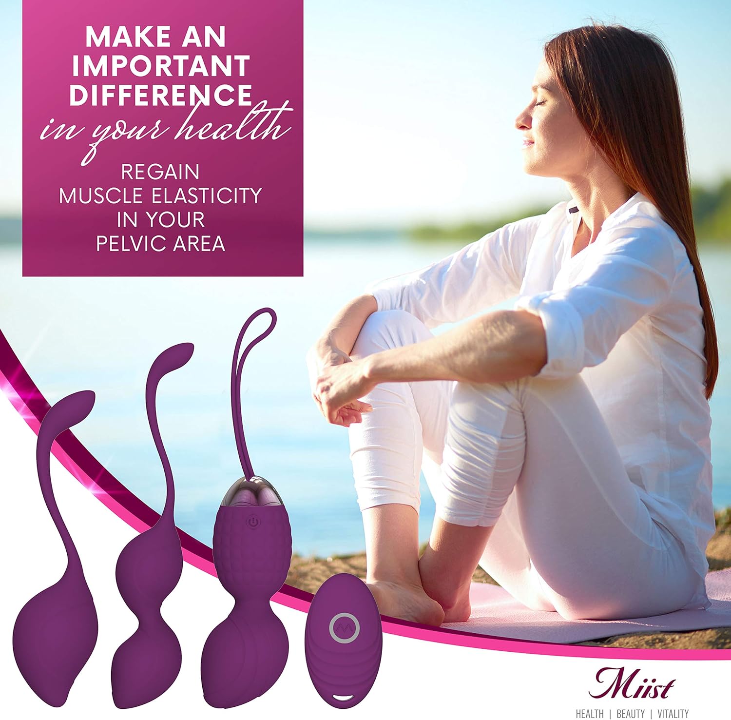 Kegel Balls for Women - Ben Wa Weight Balls for Exercise- 2-in-1 Pelvic Exercise Ball- Bladder Control & Pelvic Floor Strengthening Device -100% Silicone (New) (Purple): Health & Personal Care
