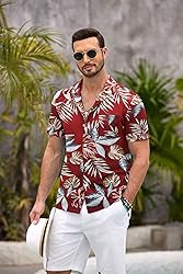 COOFANDY Mens Hawaiian Shirt Short Sleeve Floral
